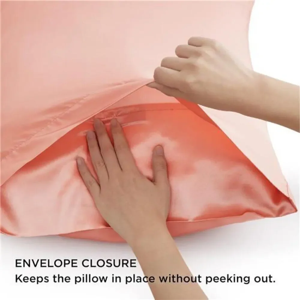 👉 2 King Size Satin Pillowcase Peach Pearl Silky  for Hair $Skin 20x36 Inches,